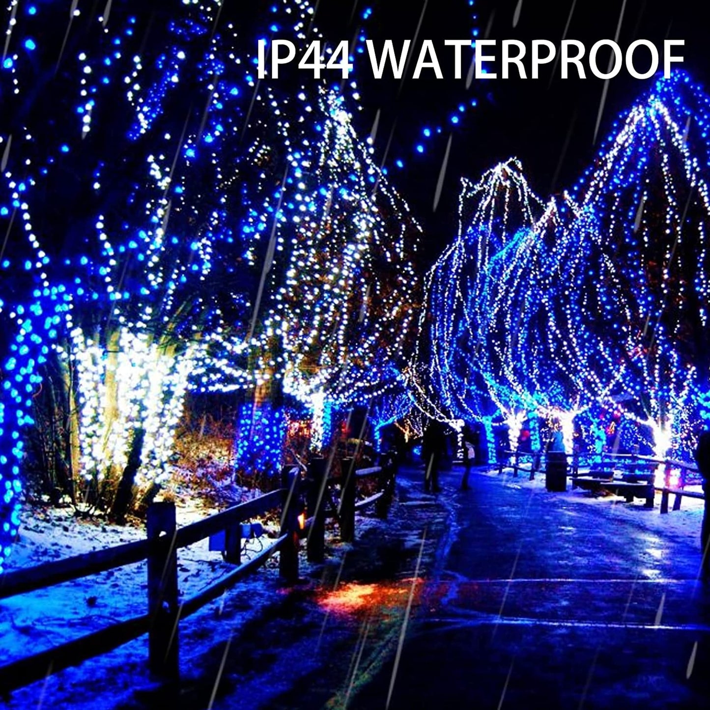 Dazzle Bright Christmas String Lights, 400 LED, 8 Modes, Waterproof, Blue, Model HB-200COI