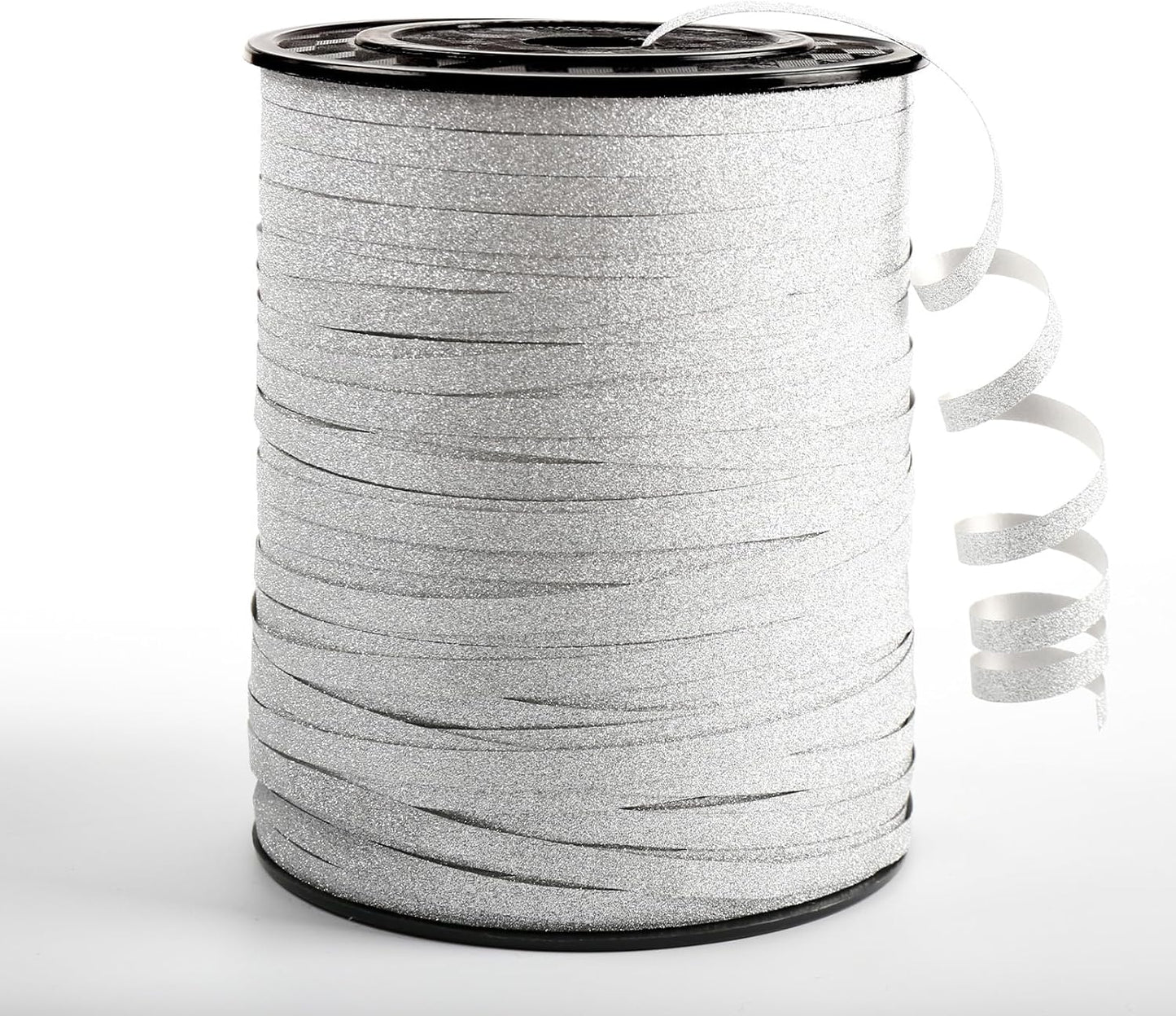 Silver Curling Ribbon, 500 Yard Christmas Glitter Curly Ribbons for Gift Wrapping, Thin Balloon String Ribbon for Balloons Arch, 3/16" Gift Ribbons for Baby Shower, Florist Flower Party Decorations