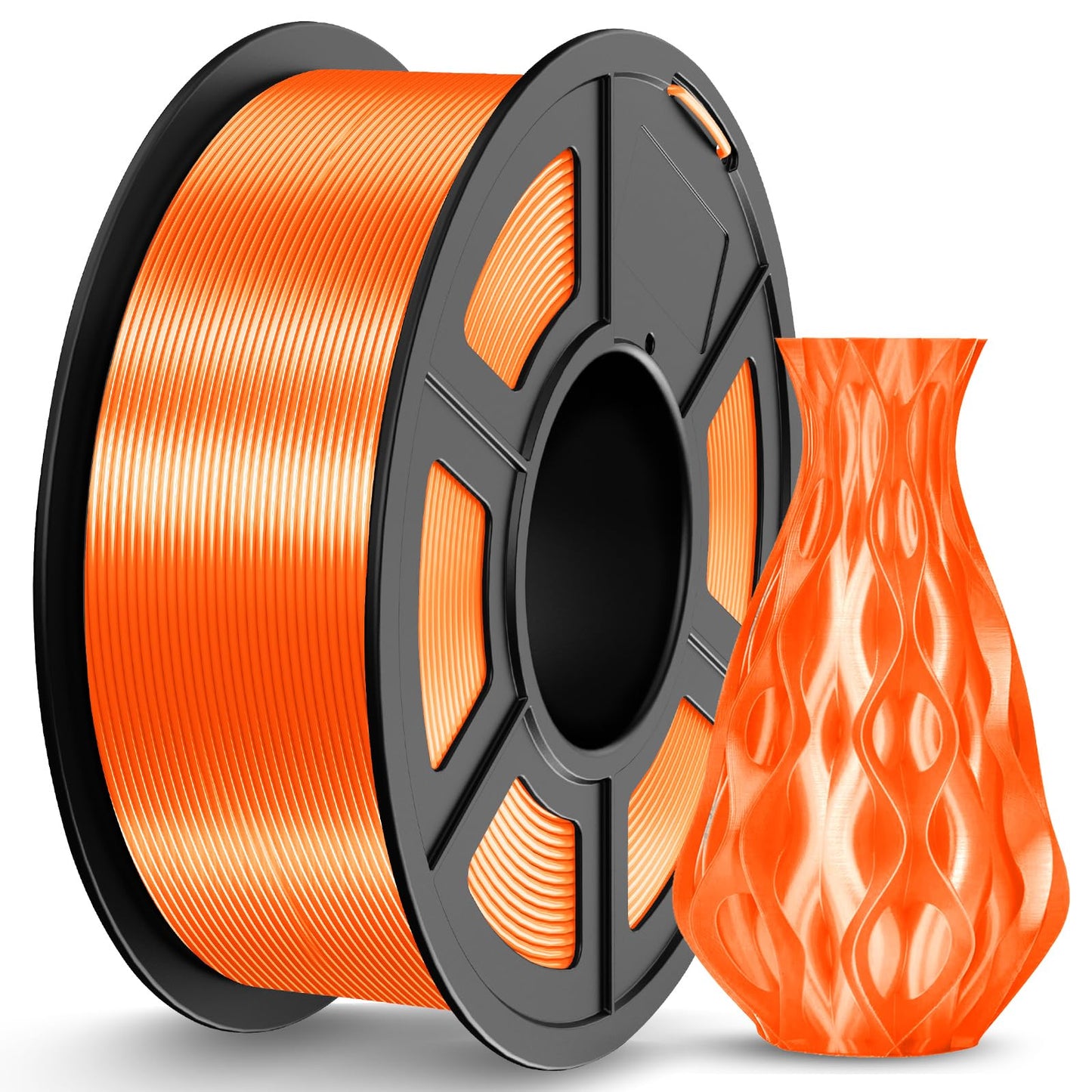 JAYO Silk PLA Filament 1.75mm Orange 1.1KG, Metal-Like Shiny 3D Printer Filament Dimensional Accuracy +/- 0.02mm, 1.1kg Spool(2.