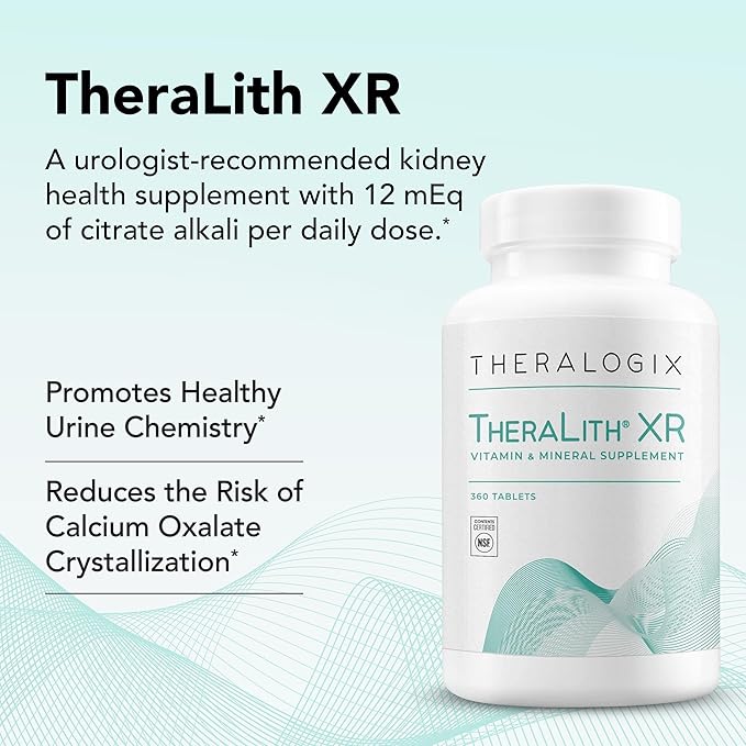 Theralogix TheraLith XR Vitamin & Mineral Supplement - Supports Healthy Urine Chemistry & Calcium Oxalate Levels with Magnesium, Vitamin B6 & Potassium* - NSF Certified - 360 Tablets