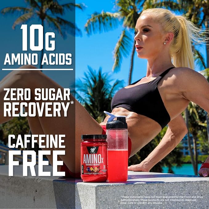 BSN Amino X Post Workout Muscle Recovery & Endurance Powder with 10 Grams of Amino Acids Per Serving, Flavor: Blue Raz, 70 Servings