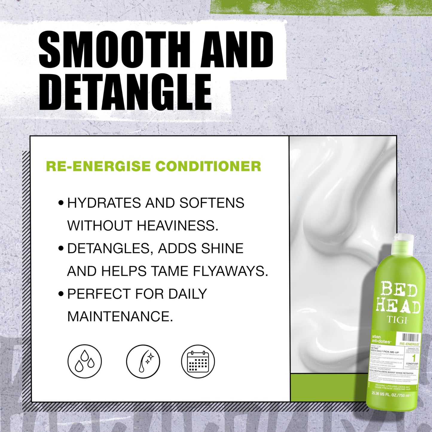Bed Head by TIGI Urban Antidotes Re-Energize Daily Shampoo and Conditioner 25.36 fl oz 2 count