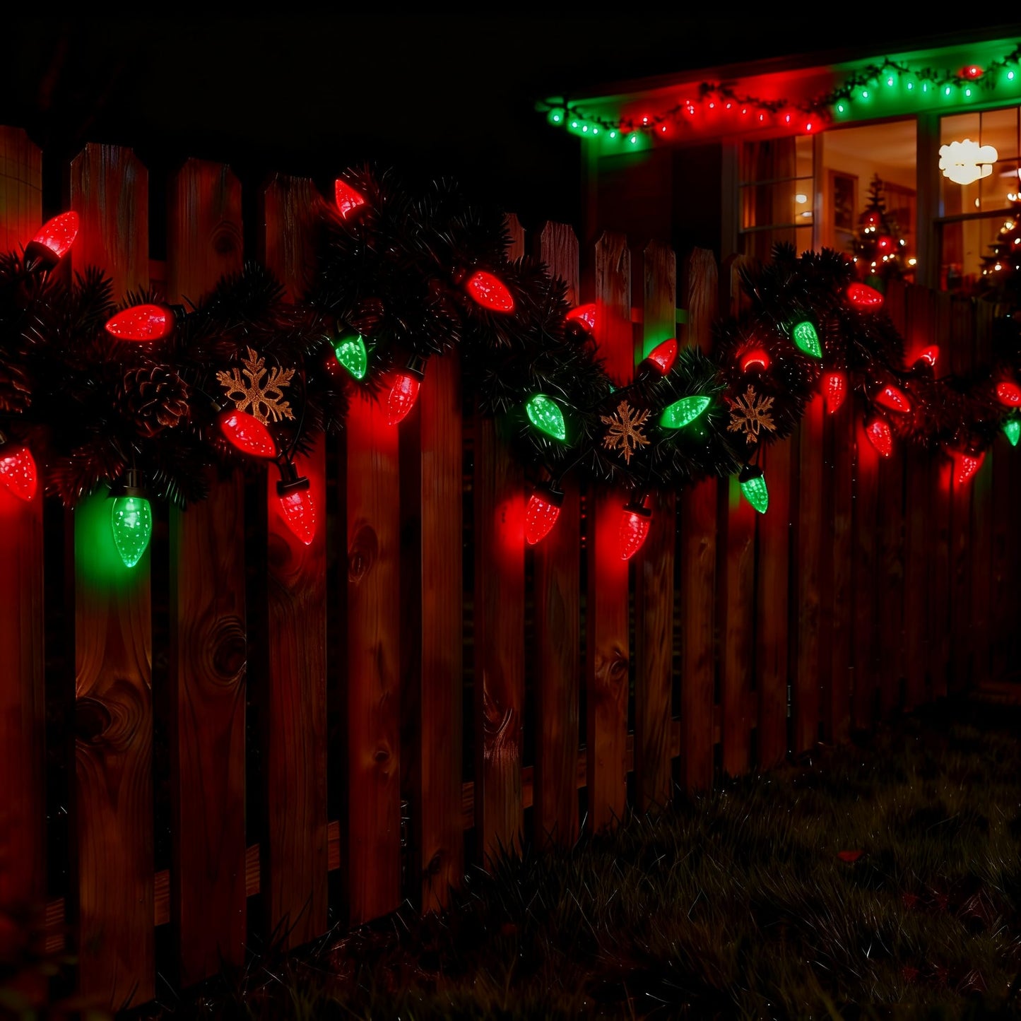 Ucutely C9 Led Christmas Lights Outdoor 33 Feet 50 Led 8 Lighting Modes Waterproof Connectable Christmas String Lights For Outside Roofline Patio Home Xmas Decorations (Red & Green)