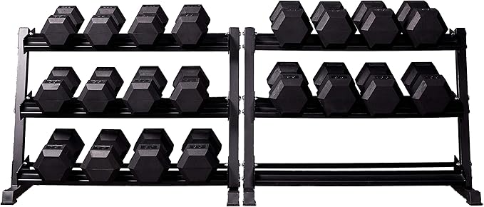 REP Fitness Rubber Hex Dumbbell Set, Adjustable Weight Pairs, Home Gym Equipment, Strength Training For Men Women, Black C...