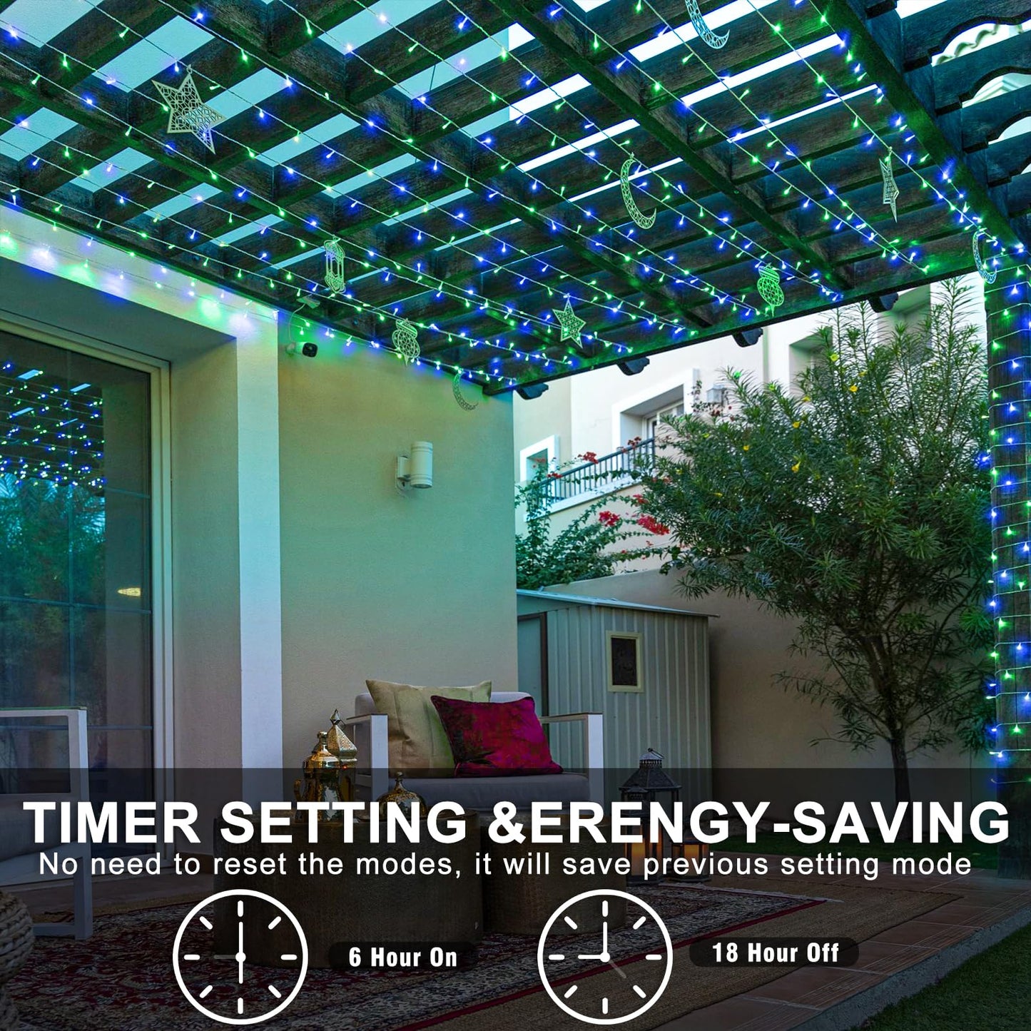 120 Led Blue Green Christmas Lights Outdoor Waterproof  40Ft Clear Wire Christmas Tree Lights 8 Modes Plug In Twinkle Fairy Lights For Indoor Christmas Bedroom Tree Decoration