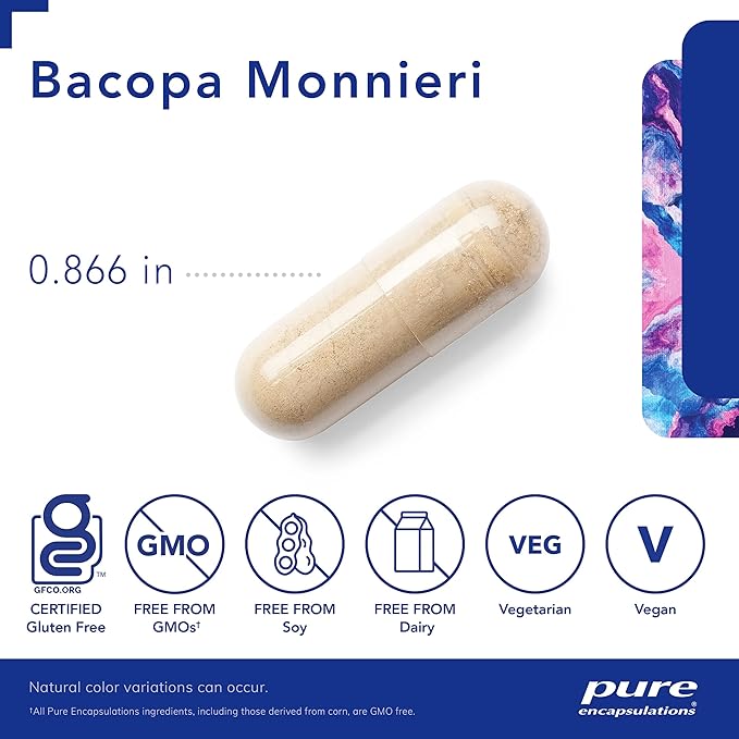 Pure Encapsulations Bacopa Monnieri | Supplement for Brain, Memory, Concentration, and Stress Support* | 180 Capsules