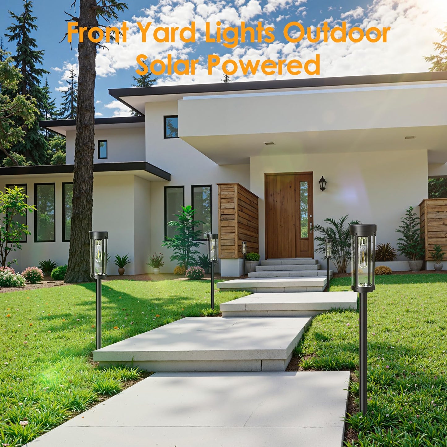 Bright Solar Pathway Lights Outdoor  2 Pack Upgraded Solar Powered Garden Lights Waterproof  Auto On/Off Solar Yard Light For Lawn Patio Walkway Driveway Landscape Lighting Decor (Warm White  2 Pack)