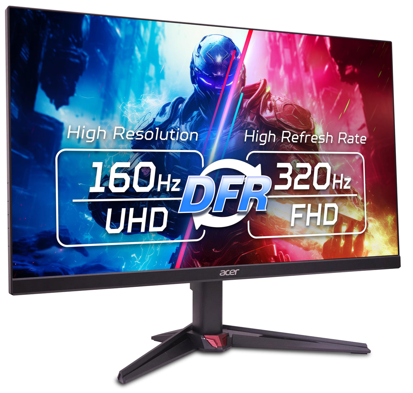 Acer Nitro 27” 4K UHD 3840 x 2160 Gaming IPS Monitor | AMD FreeSync Premium | Up to 160Hz Refresh Rate with DFR to FHD 320Hz| Up to 0.5ms | 1 x Display Port 1.4 & 2 x HDMI 2.1 Ports | VG270K V4bmiipx