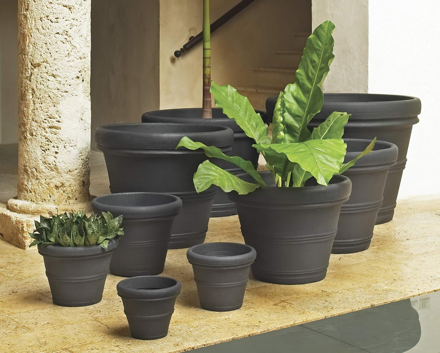 Crescent Garden Brunello Planter, Classic Rolled-Rim Plant Pot, Indoor/Outdoor Weather-Safe Pot, Plastic, 20-Inch (Terracotta-Color)