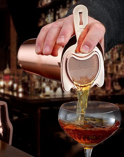 Barfly Fine Mesh Spring Strainer, Copper Plated
