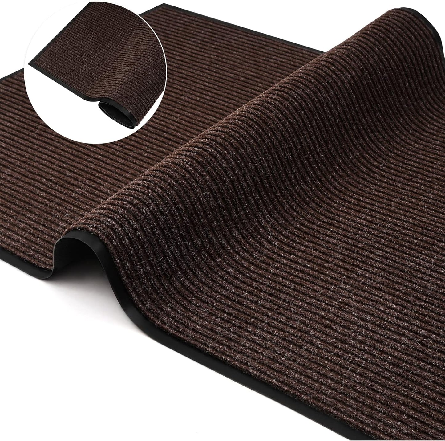 Profile Rubber Door Mat, 47x31inch, Heavy Duty, Entrance Doormat, Indoor and Outdoor, Waterproof, Easy Clean Shoe Scraper, Home Rug Welcome Mats for Entryway, Patio, Porch, Brown