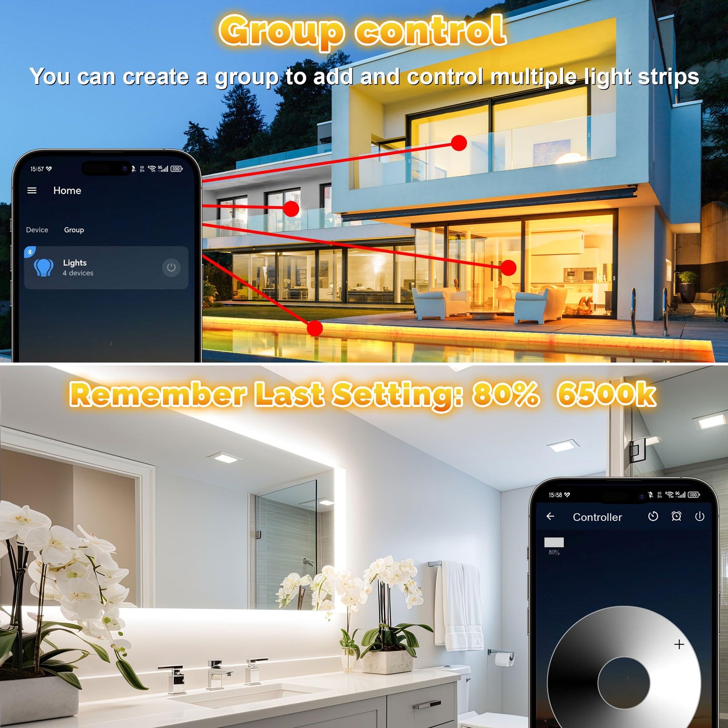Tendist 32.8Ft Outdoor Led Strip Lights Waterproof Ip67  Dimmable 3000K-6500K Warm White Led Rope Lights Outdoor Waterproof With Remote & App  24V Adhesive Exterior Lighting For Patio  Deck  Gazebo