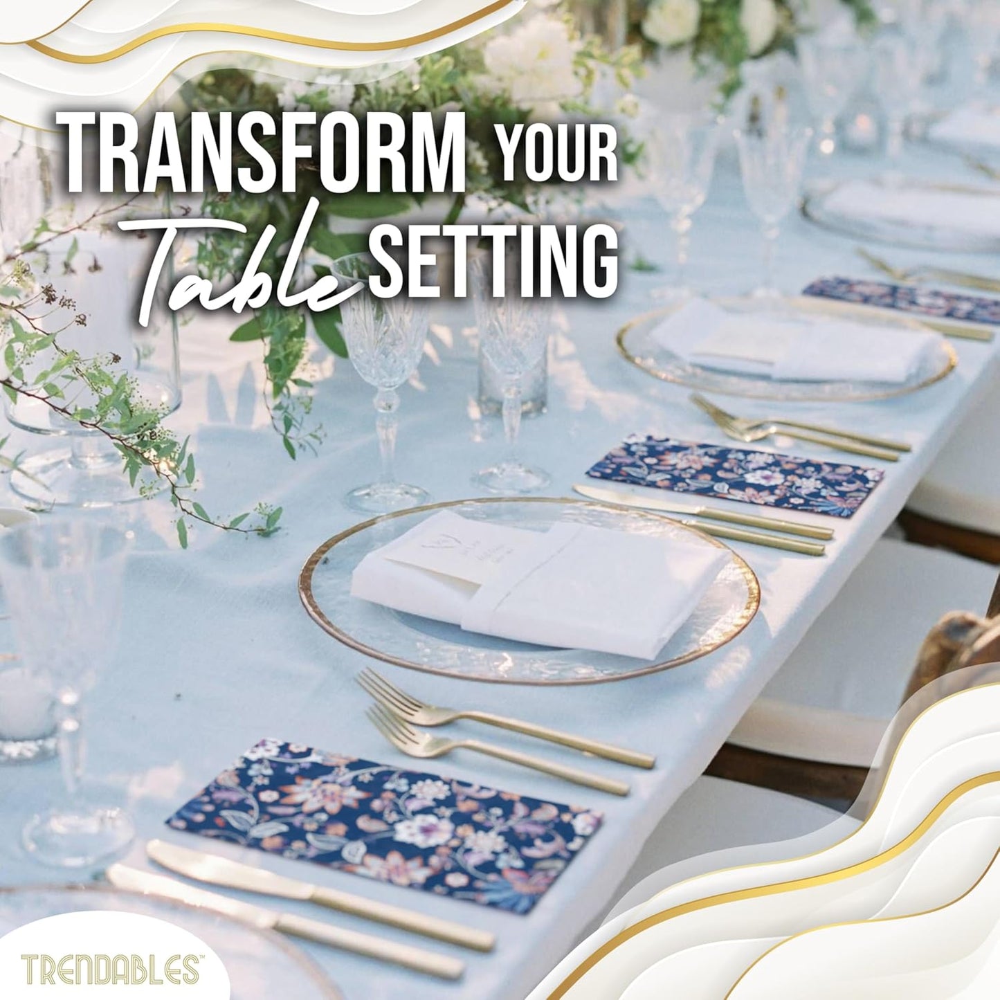 Trendables Floral Napkins for decoupage 100 Pcs 3 Ply floral paper napkins decorative Guest Towels Disposable Bathroom, Flower Design For Tea Party Decorations, Dinners & Weddings