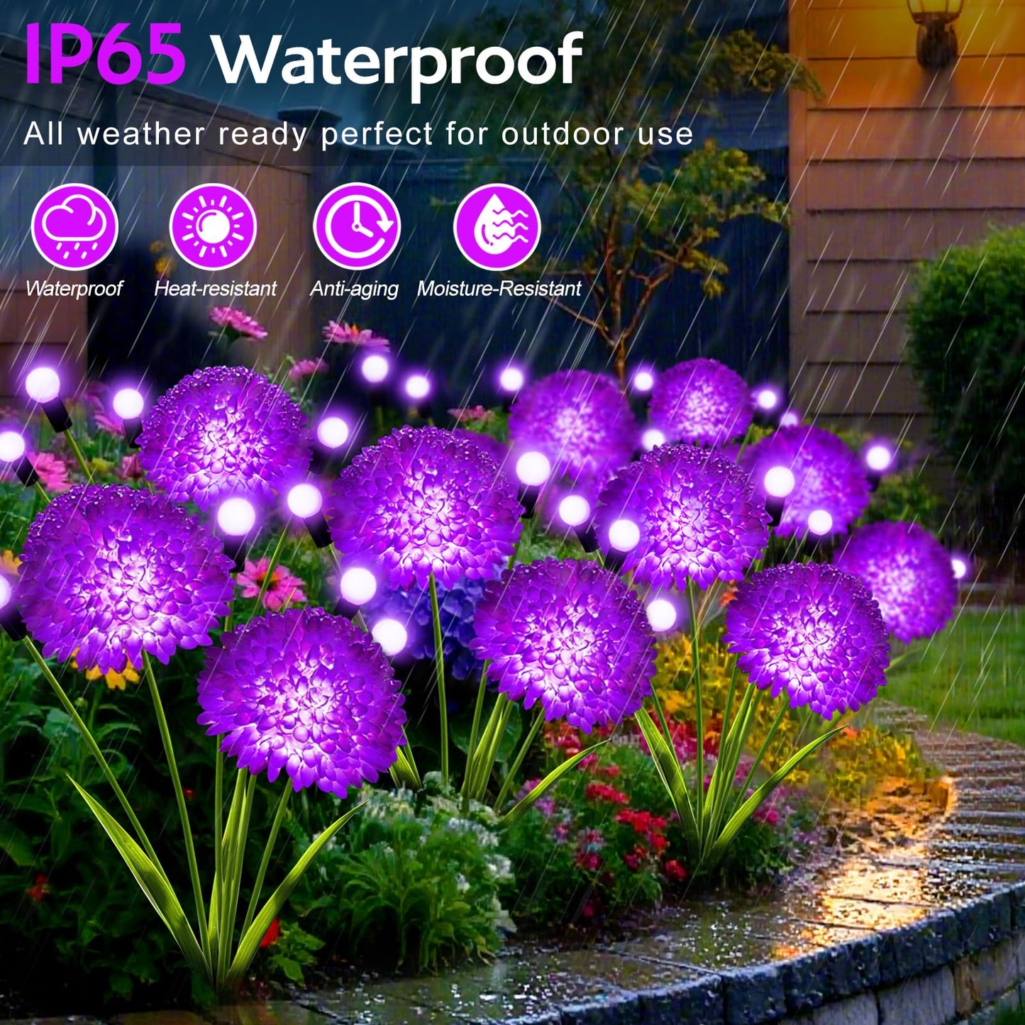 Solar Garden Lights  6 Pack Solar Purple Swaying Firefly Lights With Flowers  Waterproof Purple Halloween Flowers Light Outdoor For Garden Patio Yard Fall Decoration  Gifts For Women Mother S Day