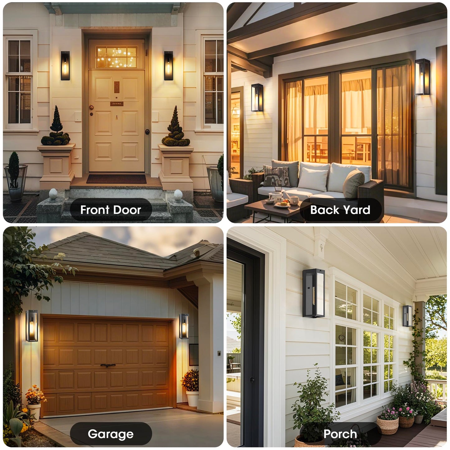 Criry 15.3 Large Motion Sensor Outdoor Wall Lights 2Pack  Dusk To Dawn Porch Lights Outdoor Wall Sconces 3 Lighting Modes Black Exterior Lighting Fixtures For House Garage Bulb Not Included