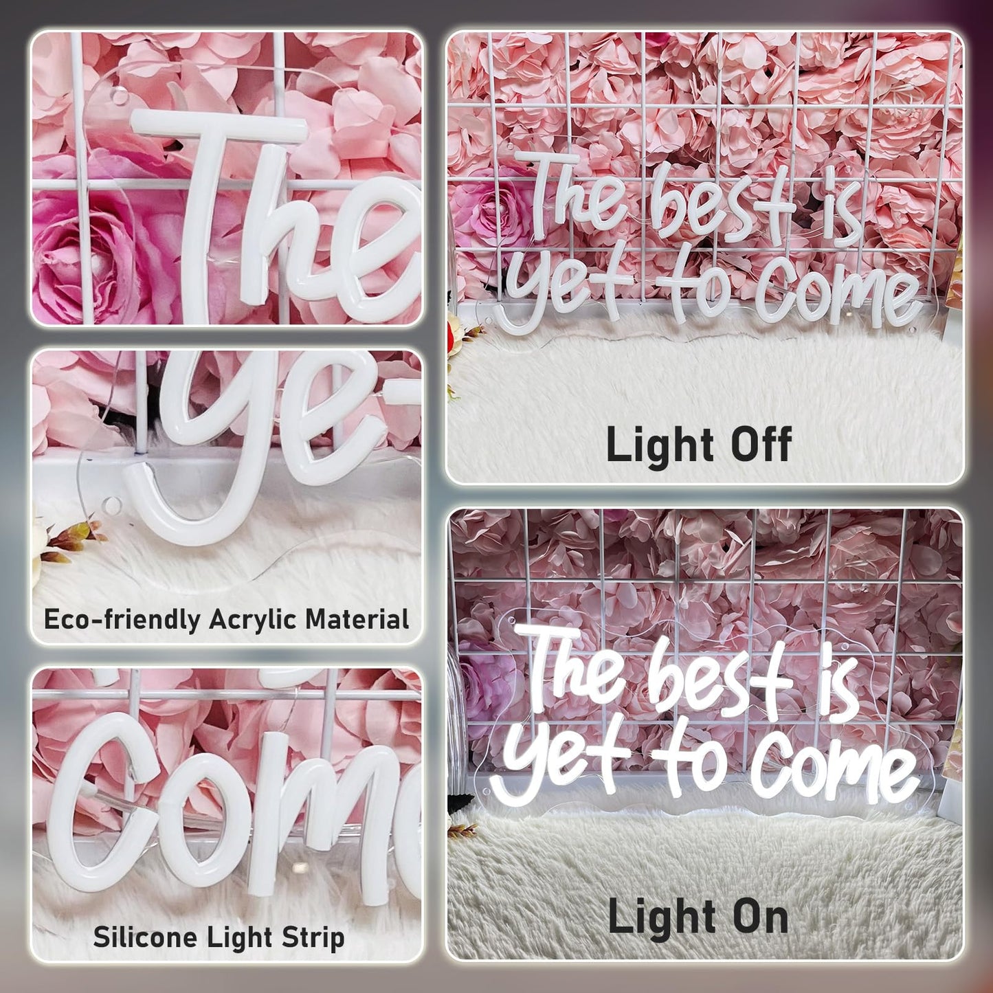The Best Is Yet To Come Neon Sign Led Neon Light Usb Powered Three Brightness Adjustable Light Up Signs For Office Bedroom Home Bar Study Room Wedding Teens Girls Gifts