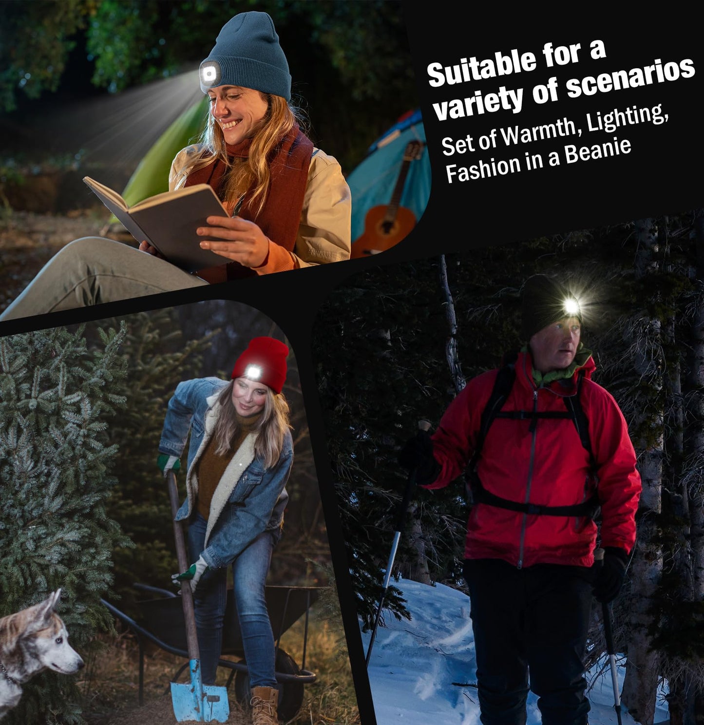 Hatlight Uni  Led Beanie  Hands Free Headlamp Usb Rechargeable Winter Flashlight Knitted Hat  Christmas Stocking Stuffers Gifts For Men Husband Dad Dark Grey