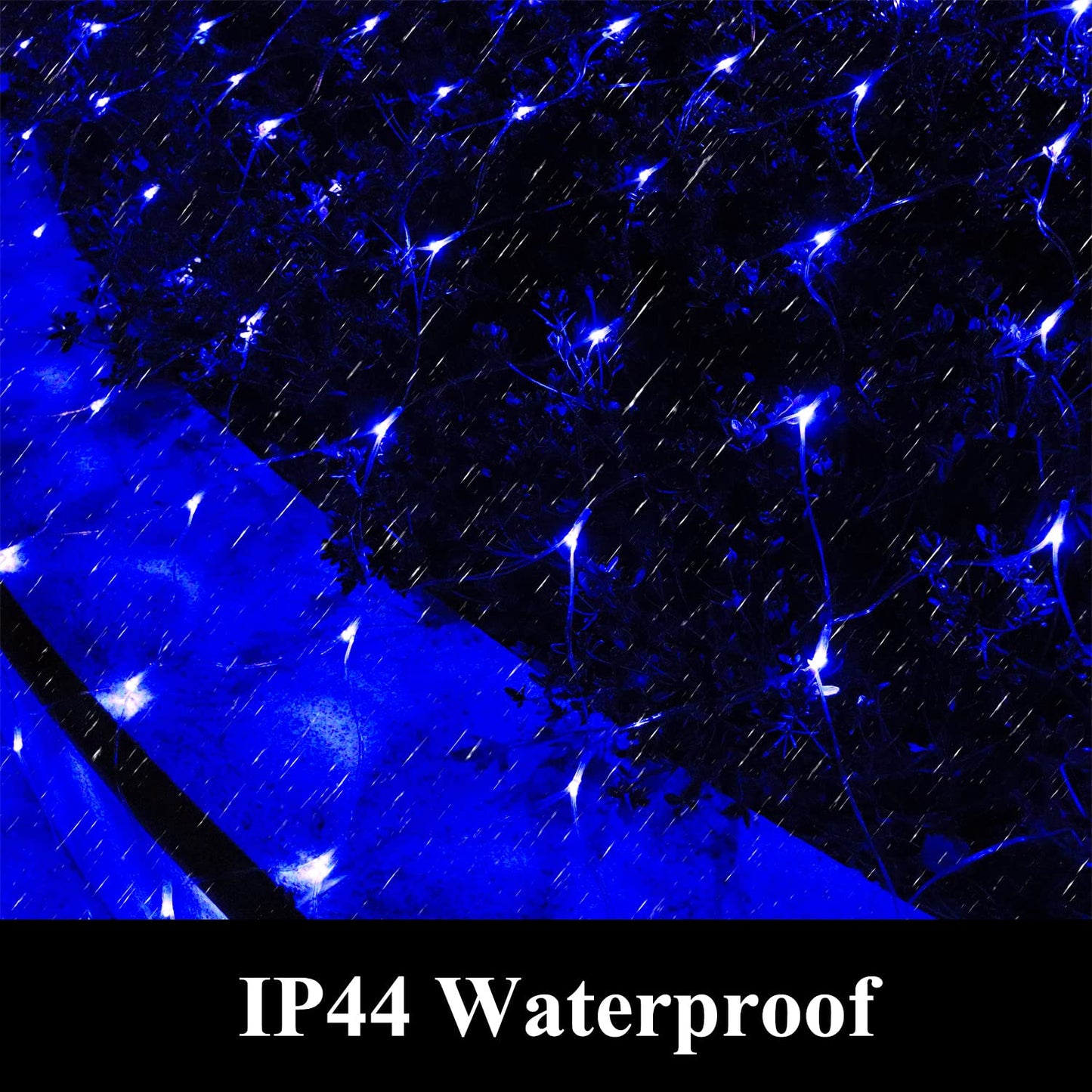 Vicila Net Light Outdoor Mesh Christmas Decorations  100Led String Light Plug In Connectable Tree Warp Hanging 5Ft X 5Ft For Halloween  Shrubs  Lawn  Backyard  Walkway  Bushes  Garden Decor-Blue
