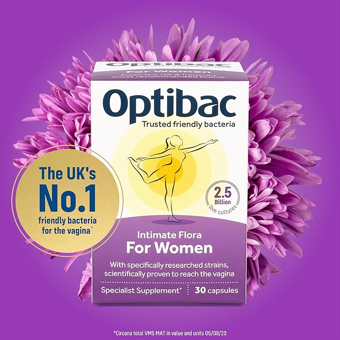 Optibac Probiotics For Women - Vegan Probiotic to Support Vagina Flora and Urinary Tract Health, 2.5 Billion CFU - 30 Capsules