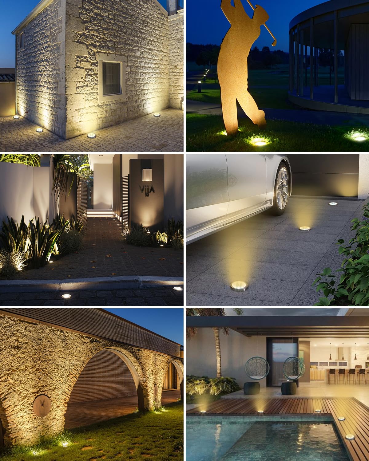 btfarm 12 Pack Solar Lights Outdoor, 8 LED Solar Ground Lights IP65 Waterproof Flat Solar Disc Light, Pathway Lights for Garden Lawn Patio Yard Path Landscape, Warm White