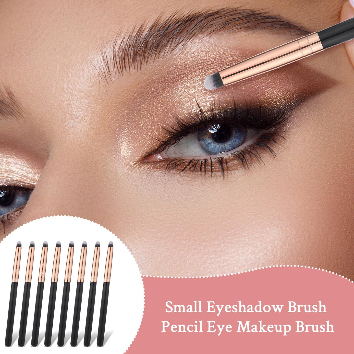 8 Pcs Professional Small Pencil Eyeshadow Brush, Eyeliner Smudge Brush Pointed Pencil Stick Set Round Blending Makeup Tool Reusa