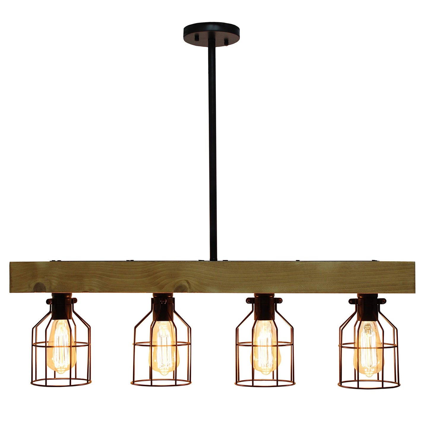 Elegant Designs CH1001-LWD 4 Light Rustic Farmhouse Pendant Light Chandelier, Wood, Light Wood