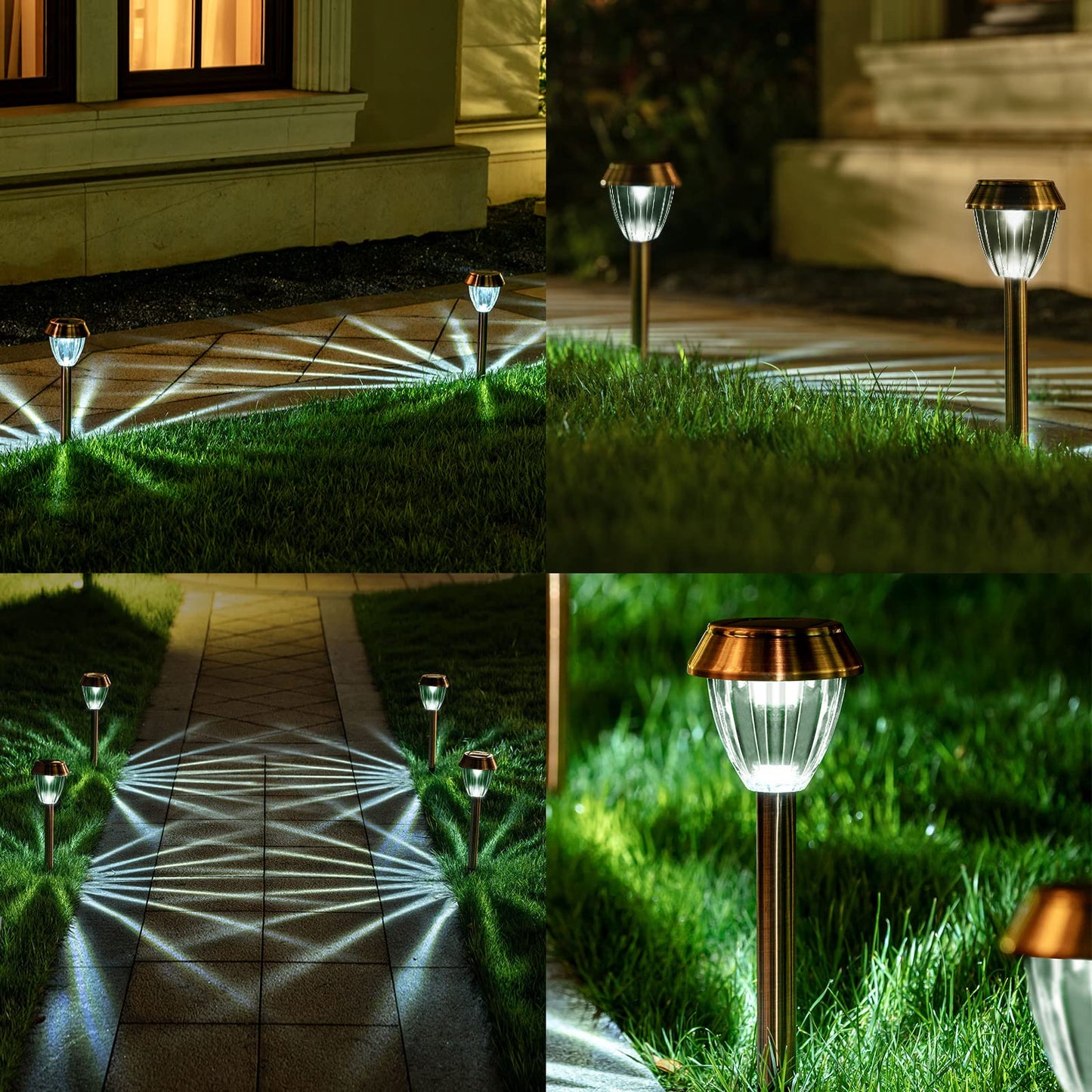 Solatino Solar Pathway Lights Outdoor Waterproof  6 Pack Solar Outdoor Lights Bright Up To 12 Hrs  15 Lumens Garden Light Led Landscape Lighting Stainless Steel Walkway Light  Cold White