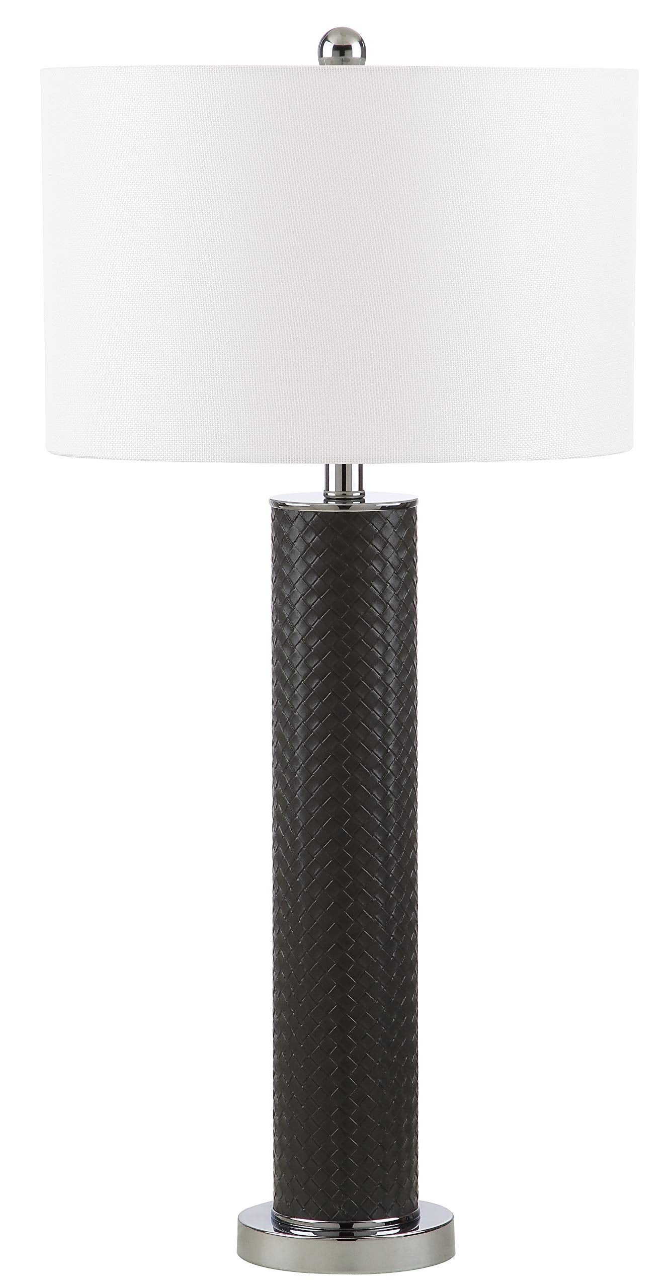 SAFAVIEH Desk Lamp Set of 2, Modern Grey Faux Woven Leather, 32-inch, LED Bulbs Included, Model LIT4404J-SET2
