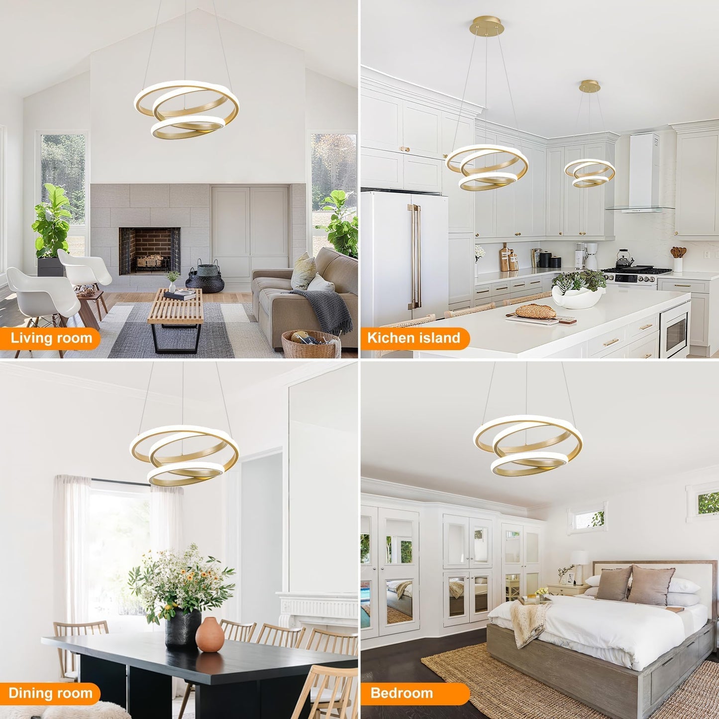 Mayful Modern Chandelier With Remote Control  3-Color Dimmable Led Pendant Light Fixtures  Height Adjustable Kitchen Island Lighting For Dining Room Bedroom Living Room Foyer Office Gold 13.78 Inches