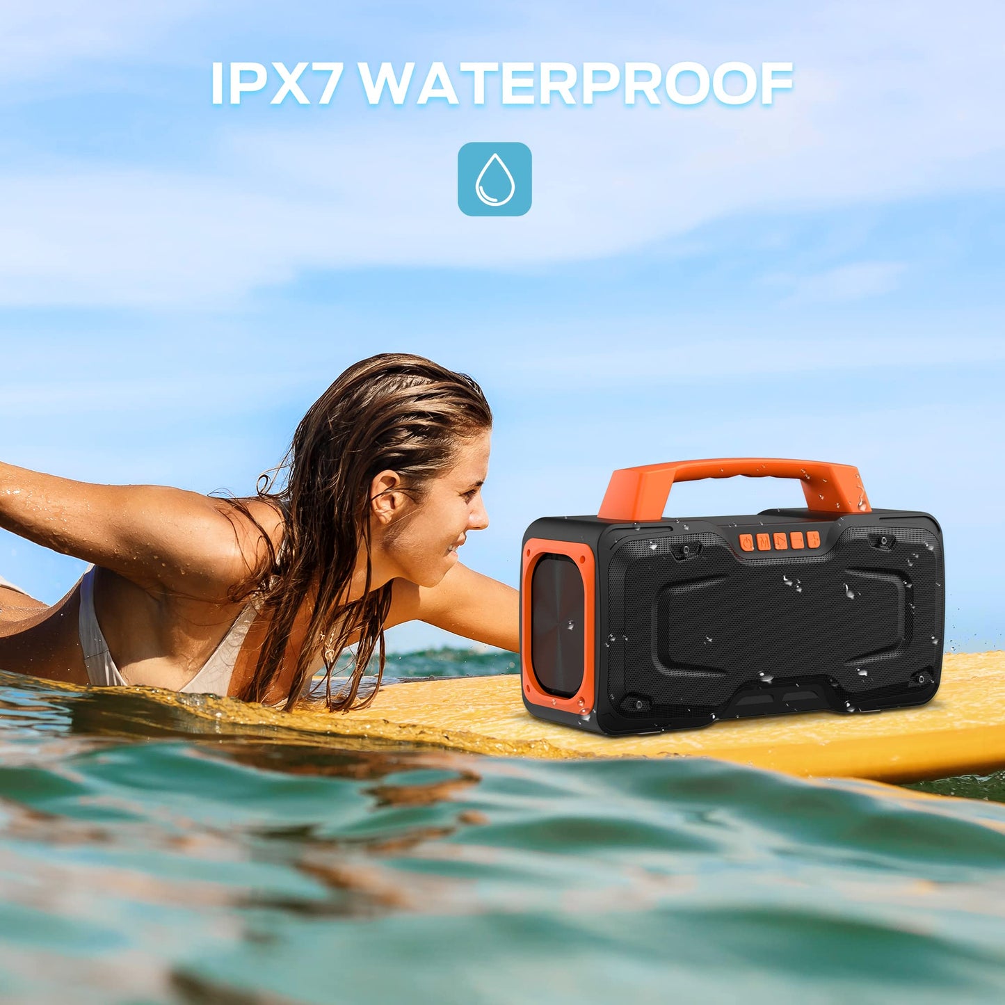 Bugani Bluetooth Speaker - 80W Portable Wireless Speaker Ipx7 Waterproof, 24H Playtime, Mic & Aux Usb, Perfect For Parties & Poo