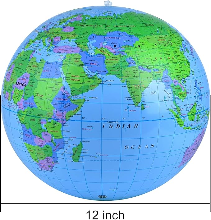 Coopay 24 Pack Inflatable Globe PVC World Globe Inflatable Earth Beach Ball Swimming Pool Ball Birthday Beach Party Decoration Summer Water Games Gifts for Beach Playing or Teaching