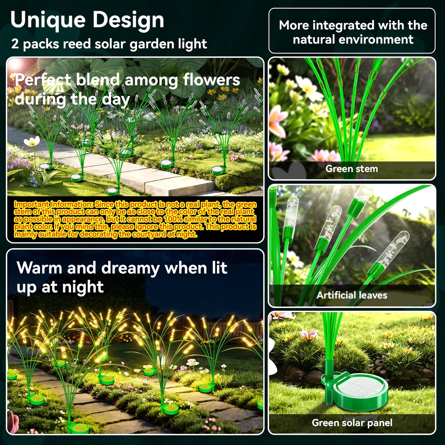 TopVelo Solar Garden Lights 2 Pack, 16LED Waterproof 30in Gold Yard Light