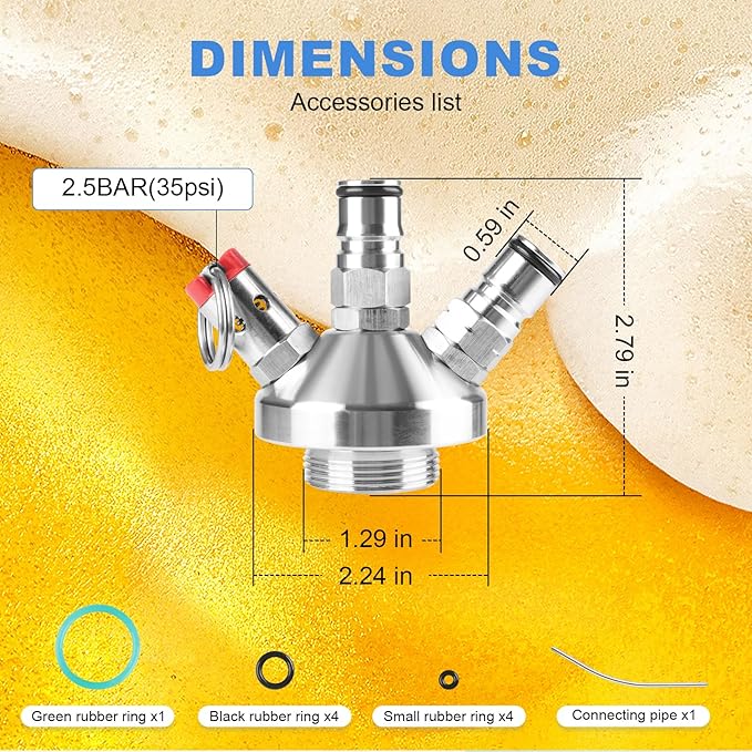 Marinersbrew Mini Keg Dispenser,5L Mini Keg Spear,Stainless Steel Ball Lock Quick Fitting Mini Keg Growler with 10.82" Stainless Steel Hose (With Stainless Steel Hose)