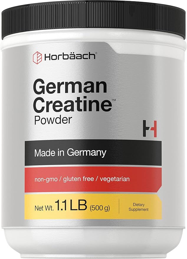 Horbäach German Creatine Powder 500g | Made in Germany with Creapure | Vegetarian, Non-GMO, and Gluten Free Dietary Supplement