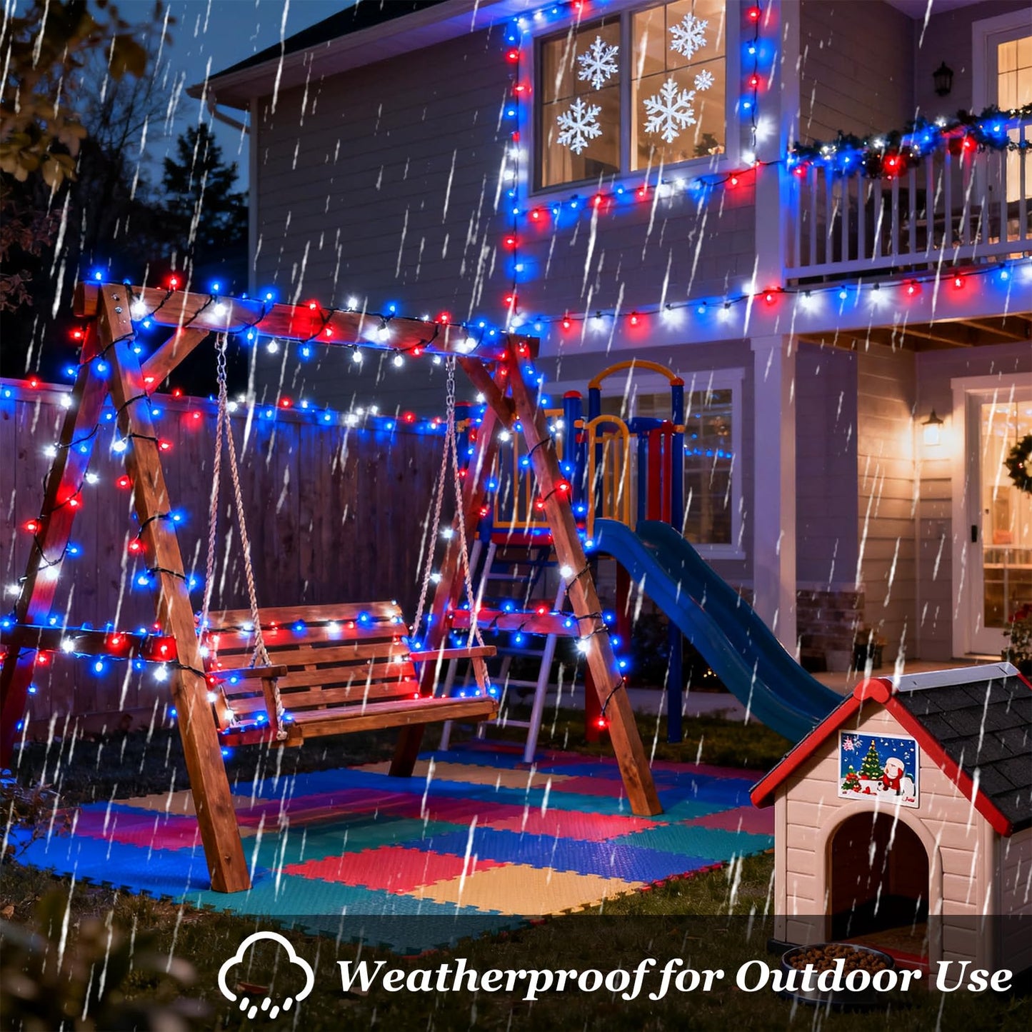 1500 Led 470Ft Christmas Lights Outdoor  Christmas String Fairy Lights With Timer & Memory  Waterproof 12 Modes Dimmable Twinkle Tree Lights For Home Patio Wedding Party Yard Decor  Red White & Blue