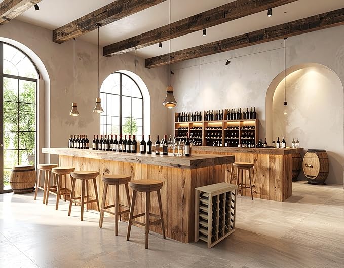 Wine Racks America Living Series Table Top Wine Rack - Durable and Modular Wine Storage System, Pine Unstained - Holds 24 Bottles