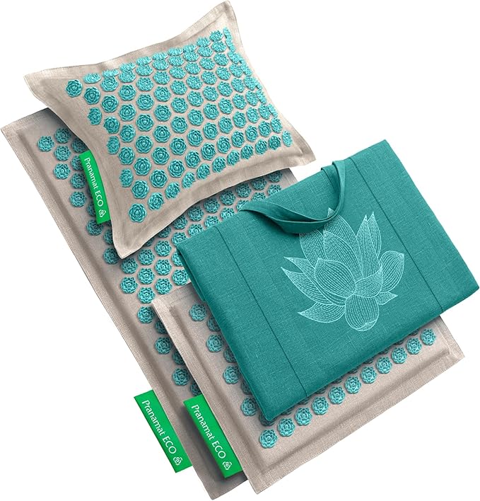 Pranamat Acupressure Large & Small Mat with Pillow and Bag Set, Premium Acupressure Therapy for Pain Relief and Relaxatio...