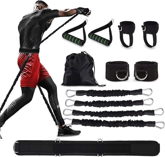 Boxing Resistance Bands MMA Boxing Training Equipment Gear with Handles/Ankle Cuff/Belt for Men,Shadow Boxing Accessories ...