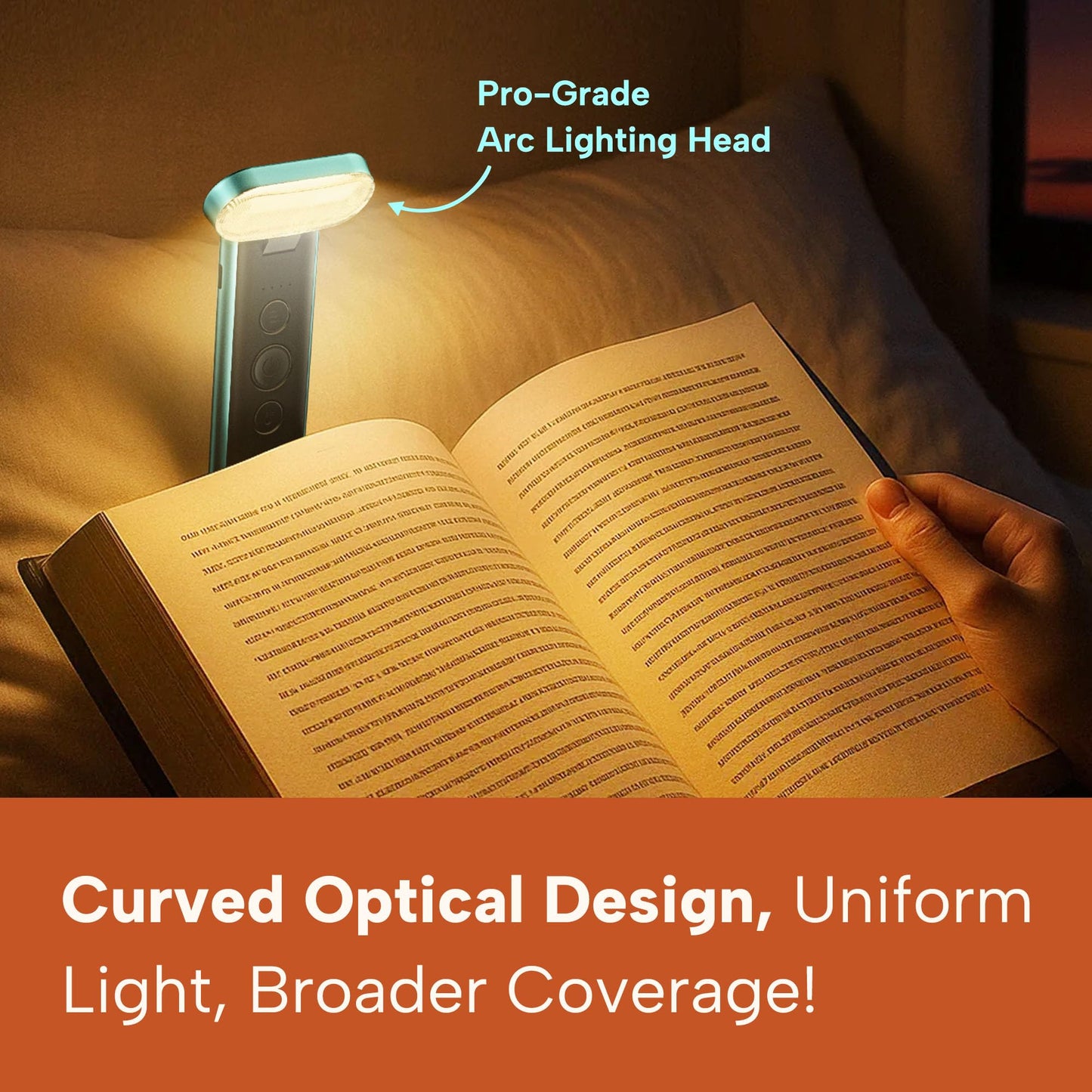86lux Book Light, USB Rechargeable LED Reading Light, 3 Colors & Dimming, Model OK25, Aqua
