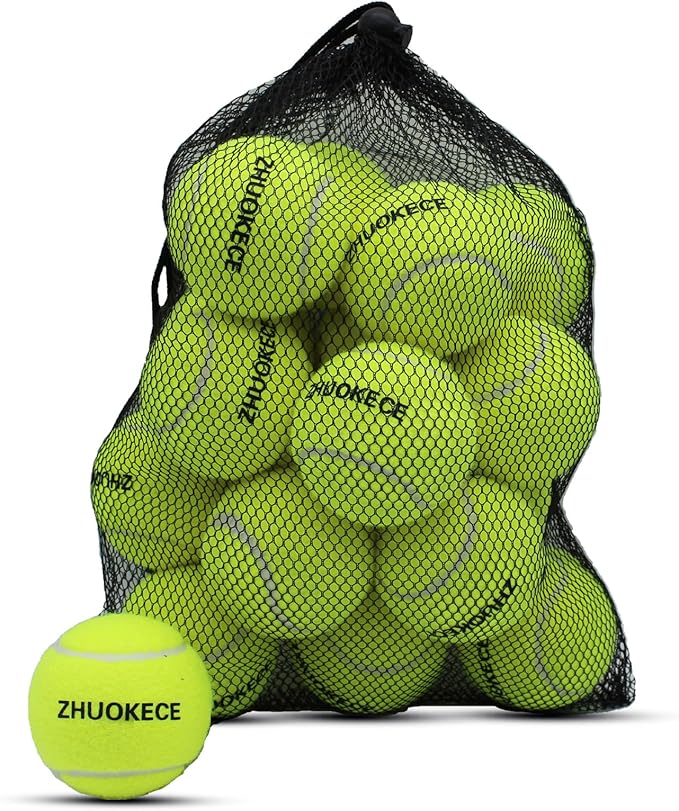 ZHUOKECE Tennis Balls, 18 Pack Training Tennis Balls Practice Balls with Mesh Bag for Easy Transport, Pet Dog Playing Ball...