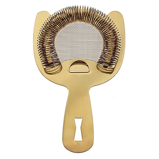 Barfly Fine Mesh Spring Strainer, Gold Plated