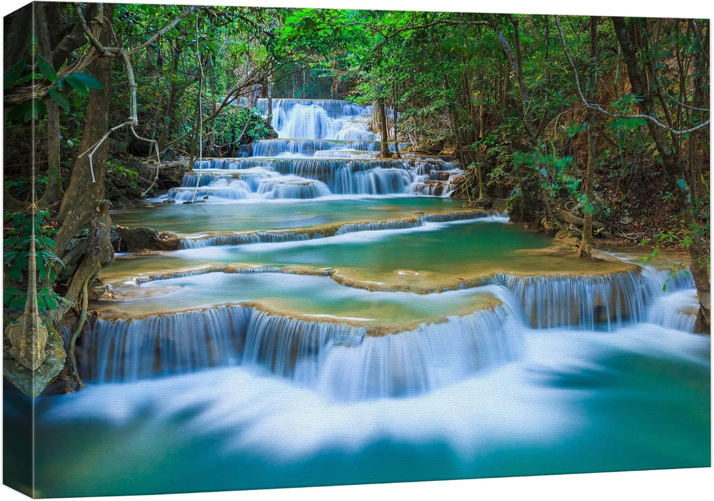 wall26 Canvas Print Wall Art Cascading Forest Waterfall Landscape Nature Wilderness Photography Modern Art Rustic Scenic Colorful Multicolor for Living Room, Bedroom, Office - 12"x18"