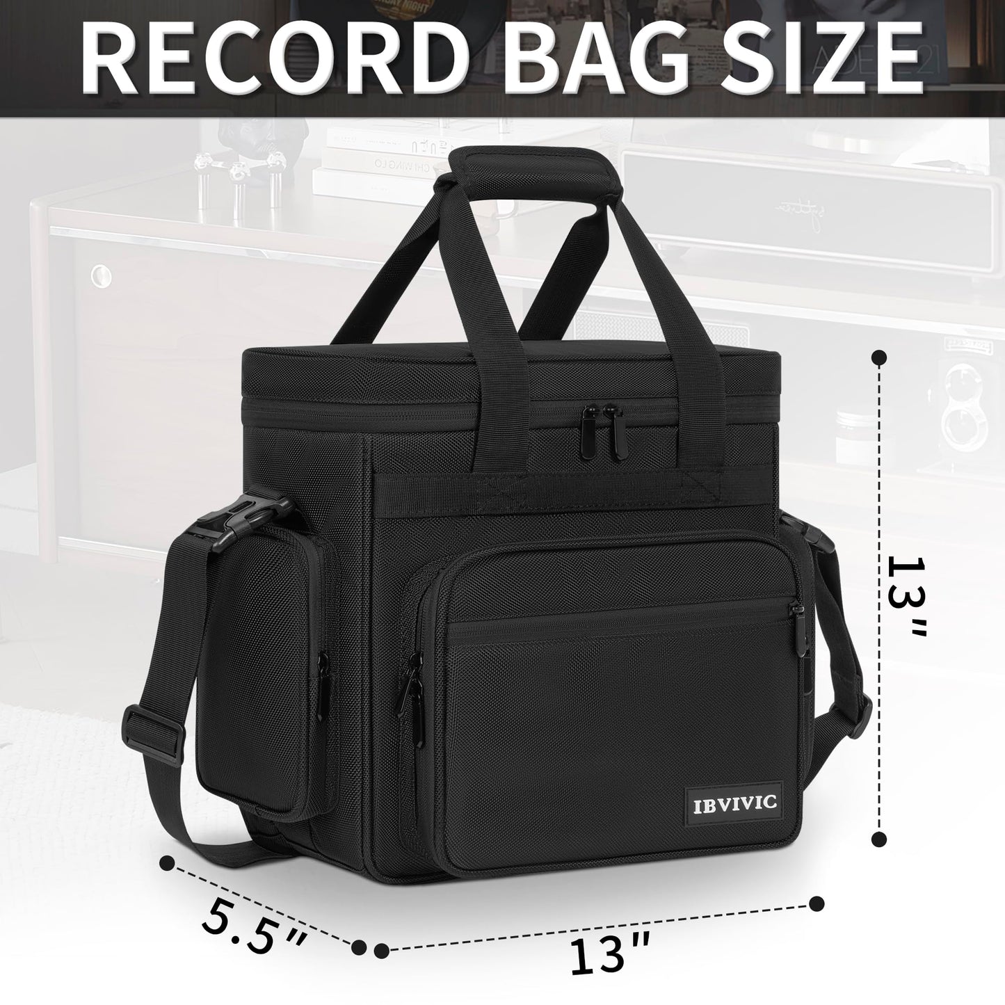 Vinyl Record Carrying Bag, Travel Storage Case For Vinyl Albums Record Storage Organizer With Divider (Small)