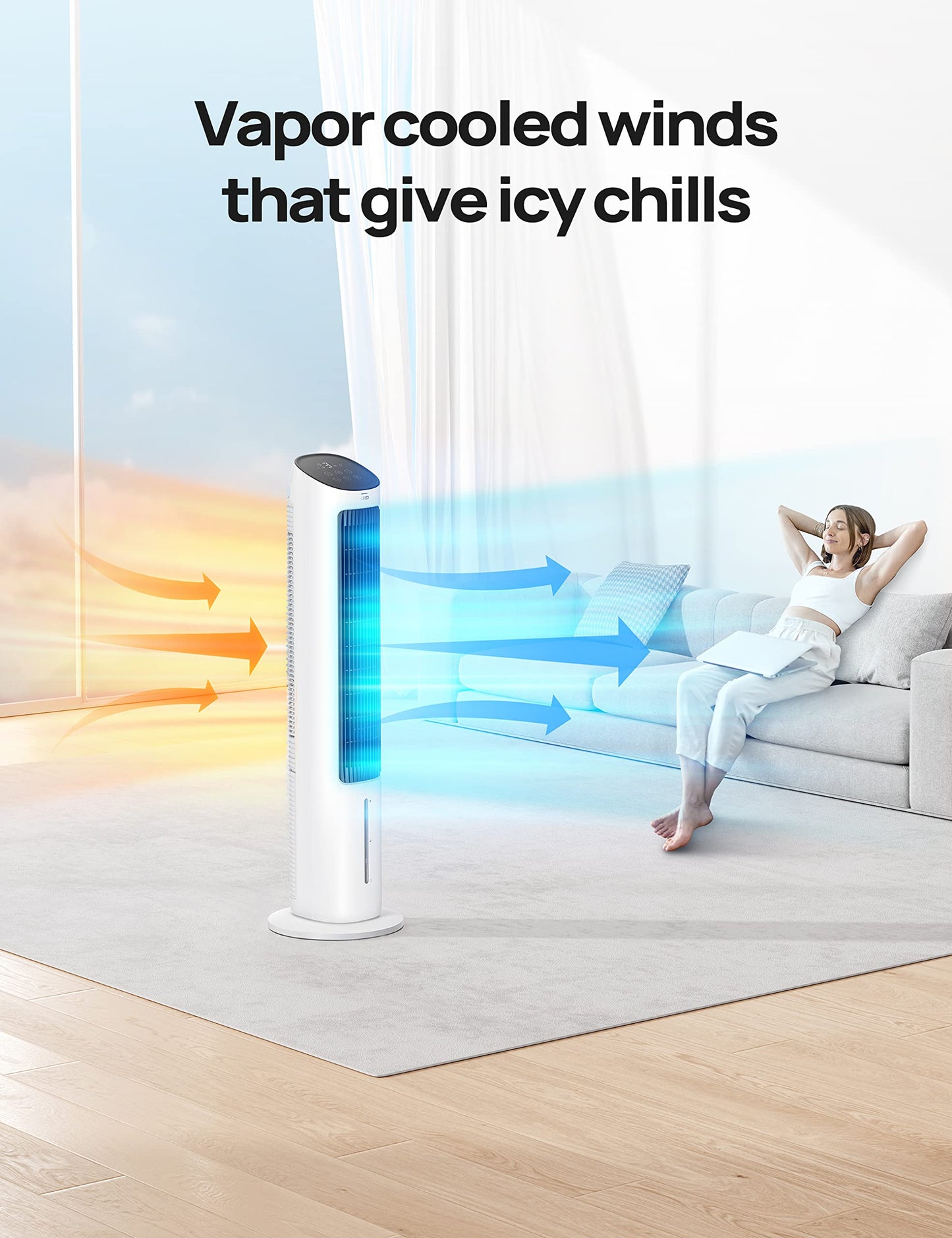 Dreo Tower Fan For Bedroom, 40 Evaporative Air Cooler, Cooling Fans That Blow Cold Air With 80 Oscillating, Removable Water Tank
