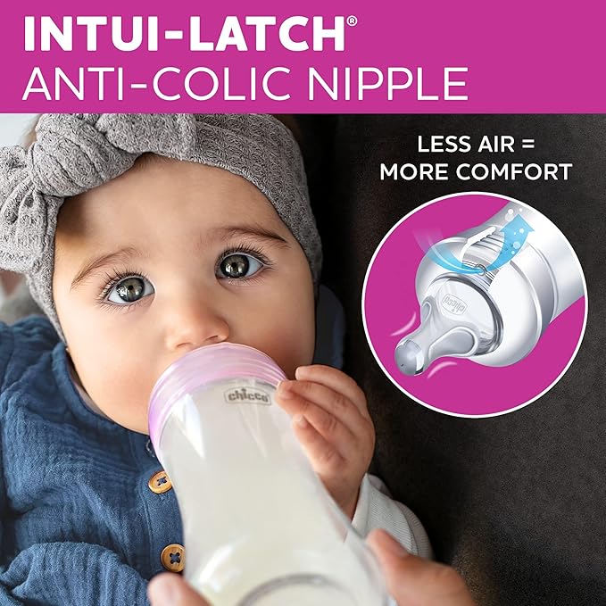 Chicco Duo 9oz. Hybrid Baby Bottle with Invinci-Glass Inside and Plastic Outside | Dishwasher, Bottle Warmer, and Electric Sterilizer Safe | Intui-Latch Nipple | Clear/Grey