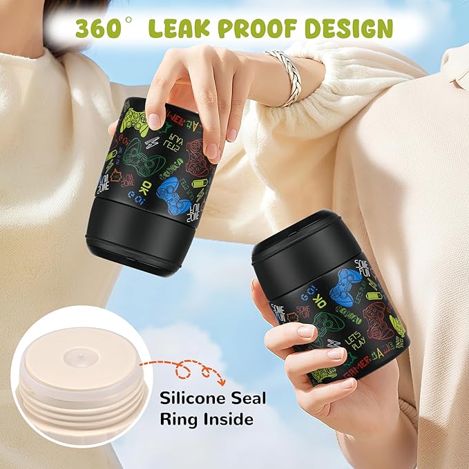 10oz Soup Thermo for Hot Food Kids insulated Food Jar Container with Spoon Width Mouth Stainless Steel Leak Proof Thermo Lunch Box for School Travel