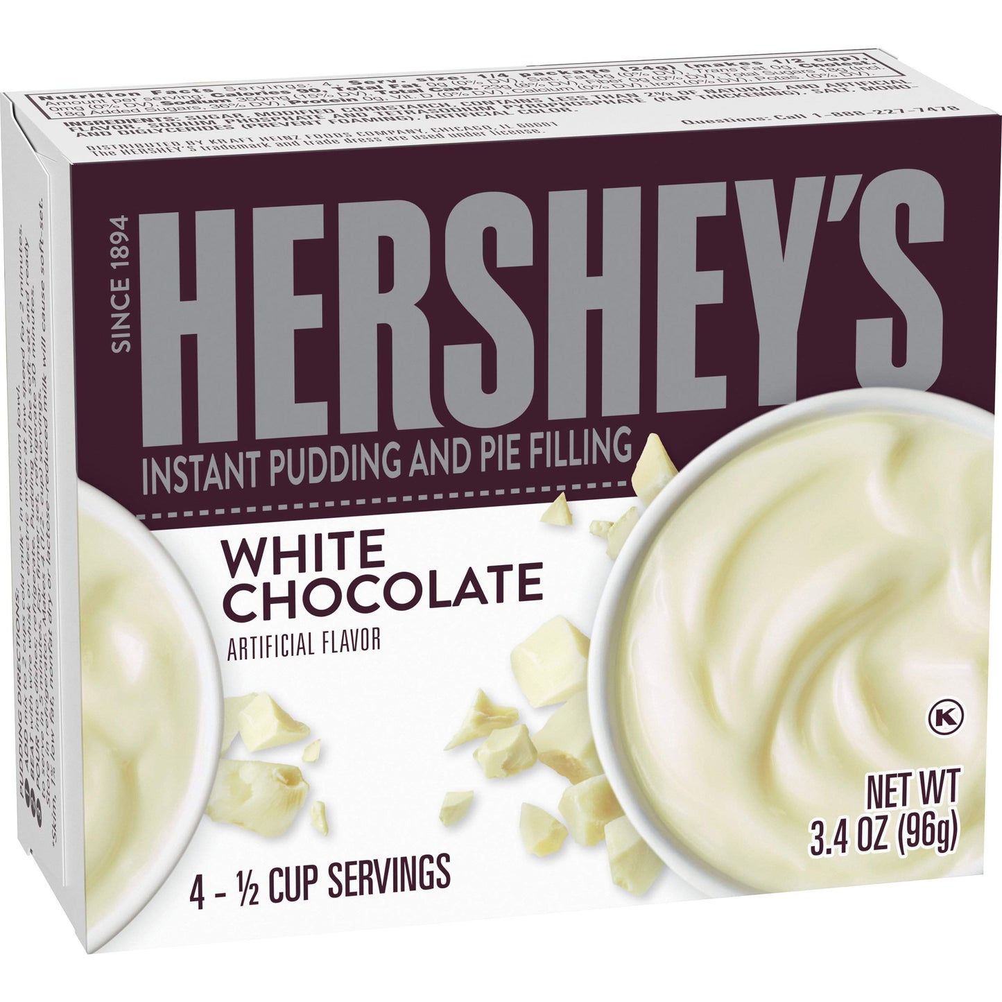 Hersheys Instant White Chocolate Pudding Mix (Pack of 4)