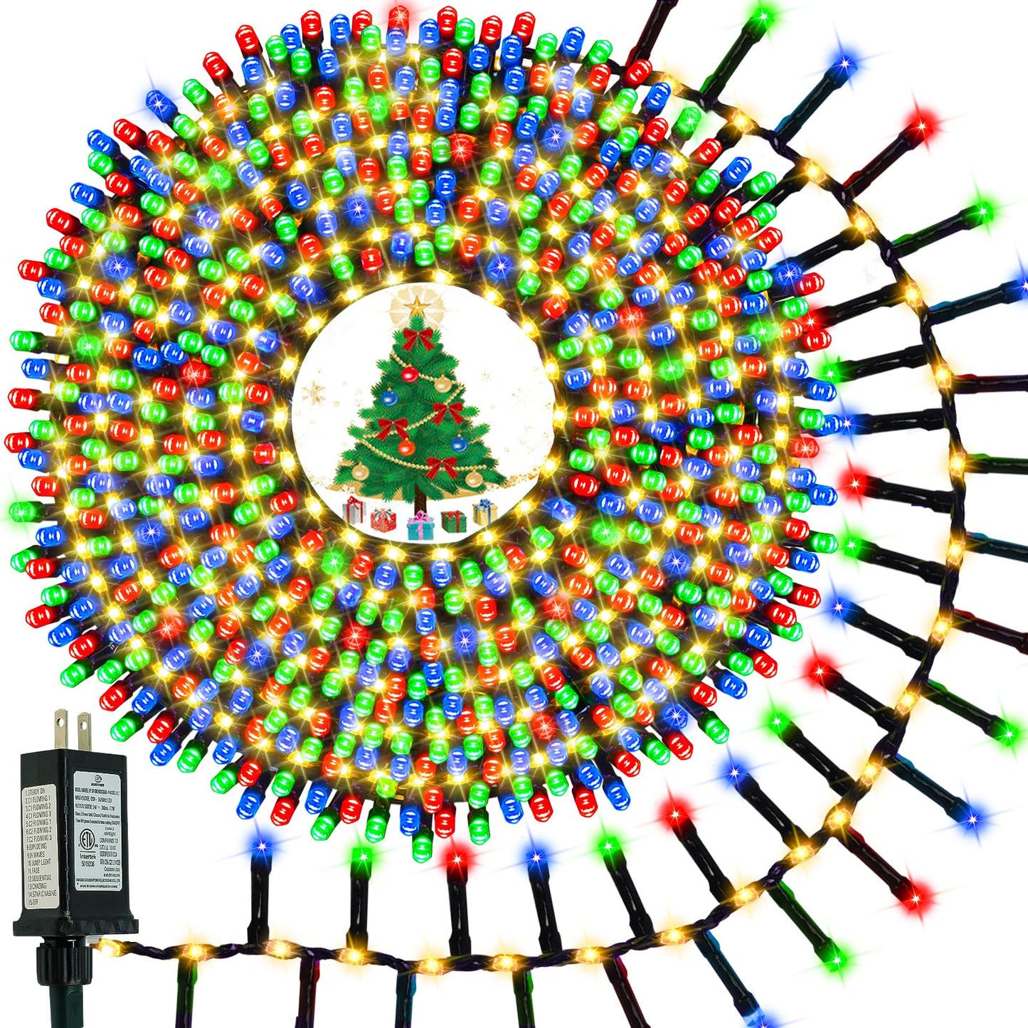 2025 New Christmas Cluster Lights 800Led With Flowing Twinkling  Fire er Fairy Lights With 15 Modes & Timer  Waterproof Christmas String Lights For Indoor Outdoor Xmas Tree Party Garden Multicolor