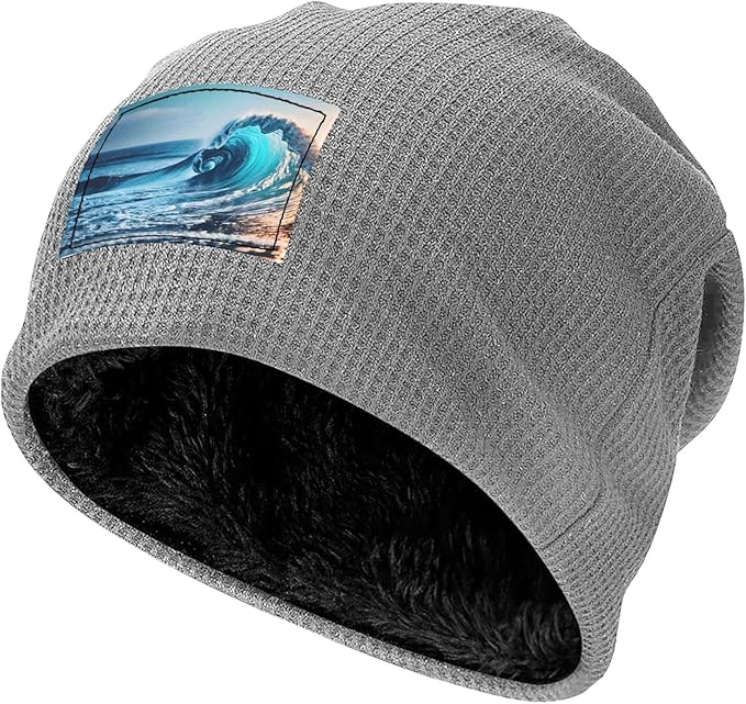 Ocean Sea Wave Print Lightweight Waffle Pullover Hat Men Women Winter Headwear Outdoor Camping Travel