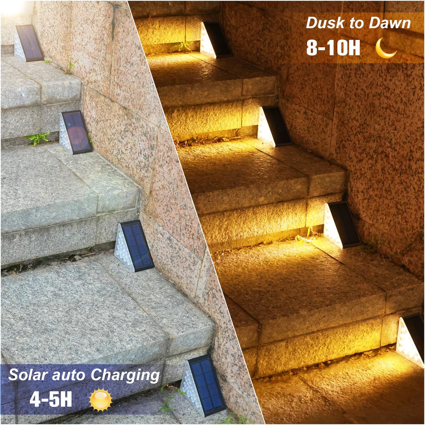 VOLISUN Solar Step Lights - Waterproof IP67, 80 Lumen, 24 Pack, Black, LED Outdoor Deck Lighting for Steps, Front Porch and Patio